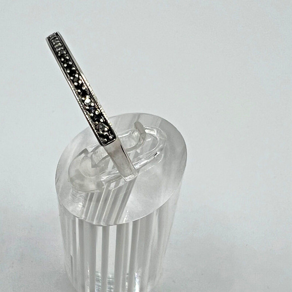 Designer Signed SJ Sterling Silver 925 Black Diamond Ring - Size 9 - Picture 2 of 6